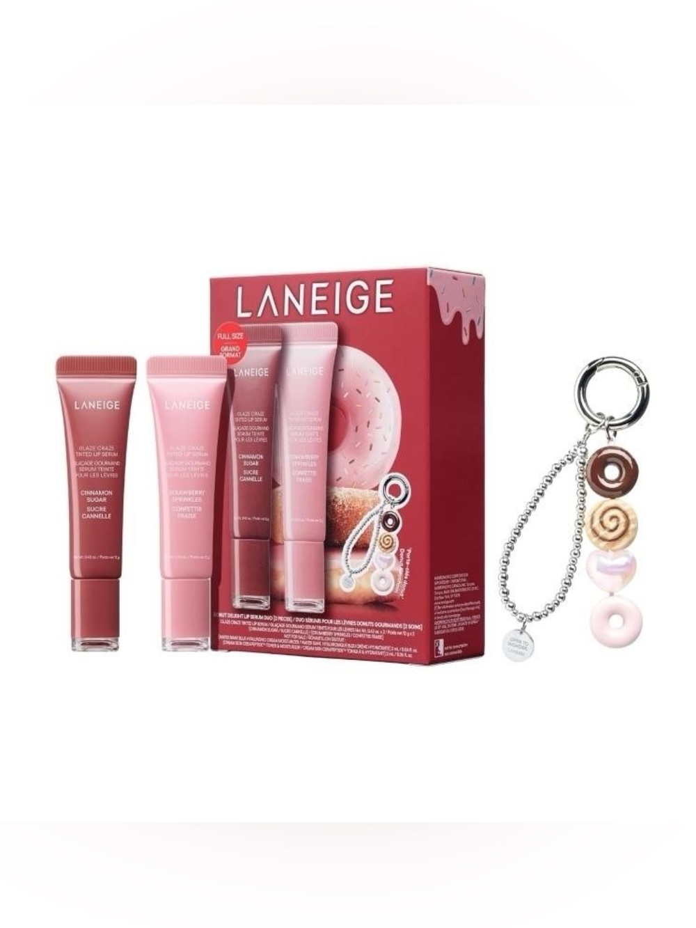 LANEIGE Pink Lip Care Trio with Donut Charm - Soft Pink Shades
